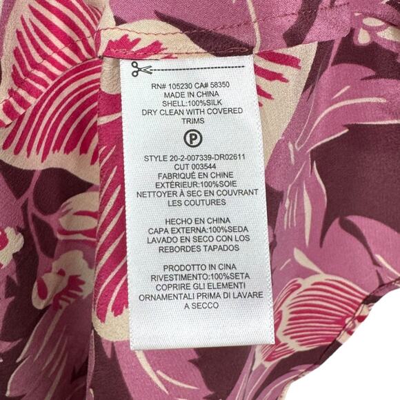 Equipment Allianna Floral Print Silk Dress Small Hawaiian Retro Midi Purple Red - Picture 8 of 9